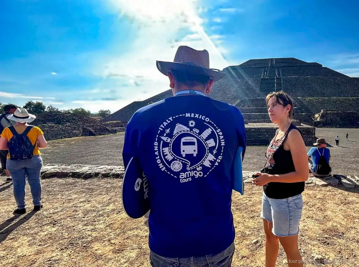 Small group on the Teotihuacan early access tour walking the Avenue of the Dead
