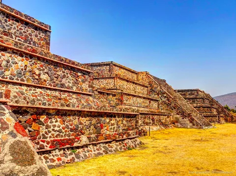 Visitors climbing the Pyramid of the Sun with a Teotihuacan skip-the-line ticket